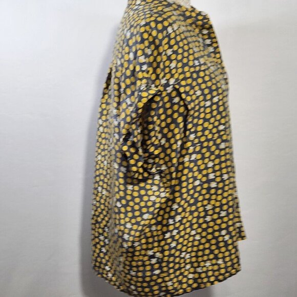 CAbi Women's Size S 100% Silk Yellow Polka Dot Short Sleeve Boxy Button Up Top - Picture 8 of 16